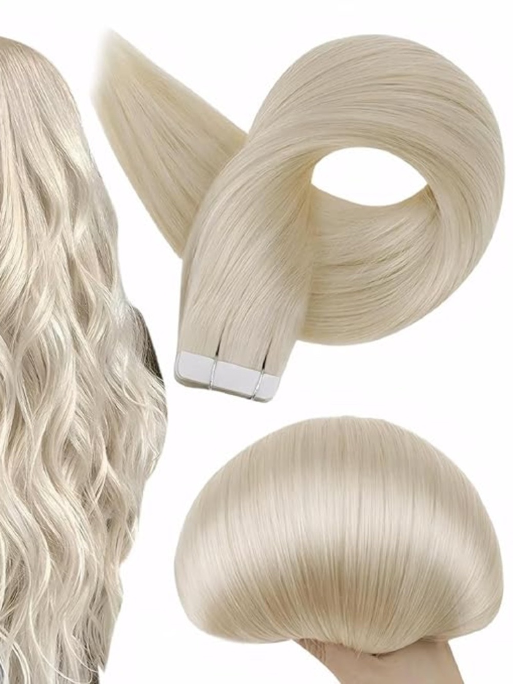 Goo Goo 22in #60 Platinum Blonde Remy Tape In Extensions